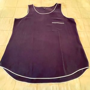 NWOT Navy blue Eileen Fisher silk top, size XL.